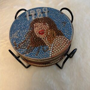 Taylor Swift Rhinestone Album Coaster Set with Stand - Multicolor
